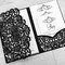 50 Sets Tri fold Love Hollow Laser cut Pocket Wedding Invite Invitation Card Jacket for Party Birthday Quinceañera Invite 4.92 by 7.28 inches (Black, Only Invitation cover)